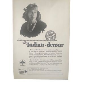 Vintage 1927 Santa Fe Indian Detour Ad Advertisment